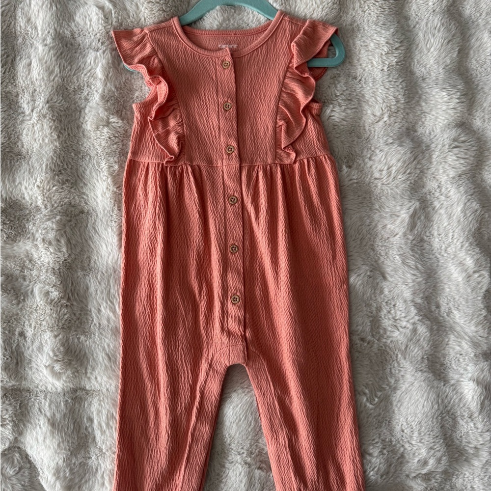 Carter's Coral Ruffle Jumpsuit